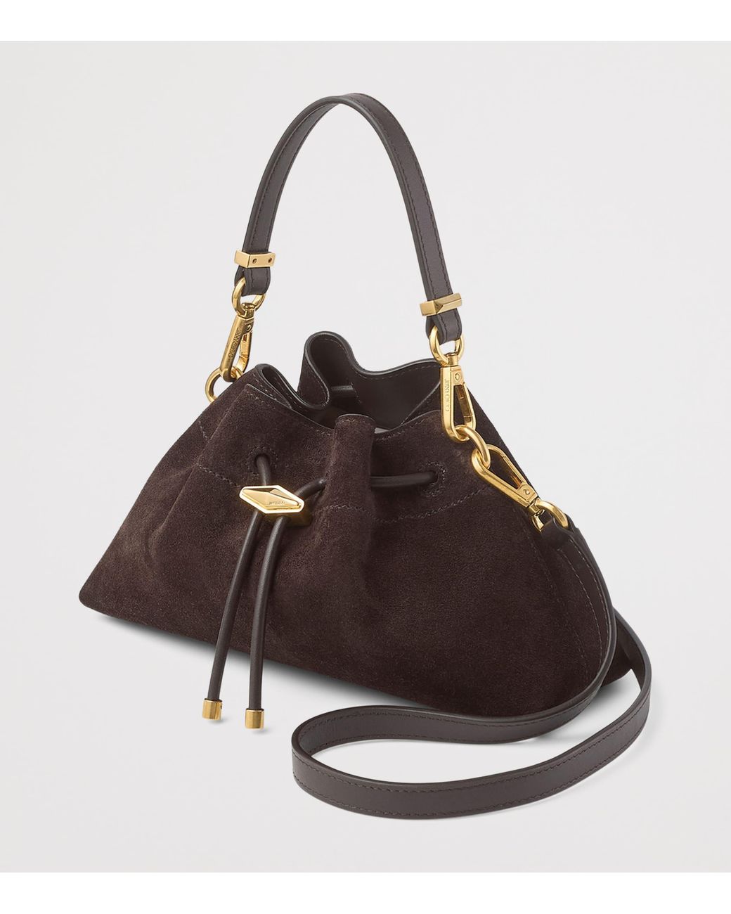 Jimmy Choo Brown Small Suede Cinch Shoulder Bag