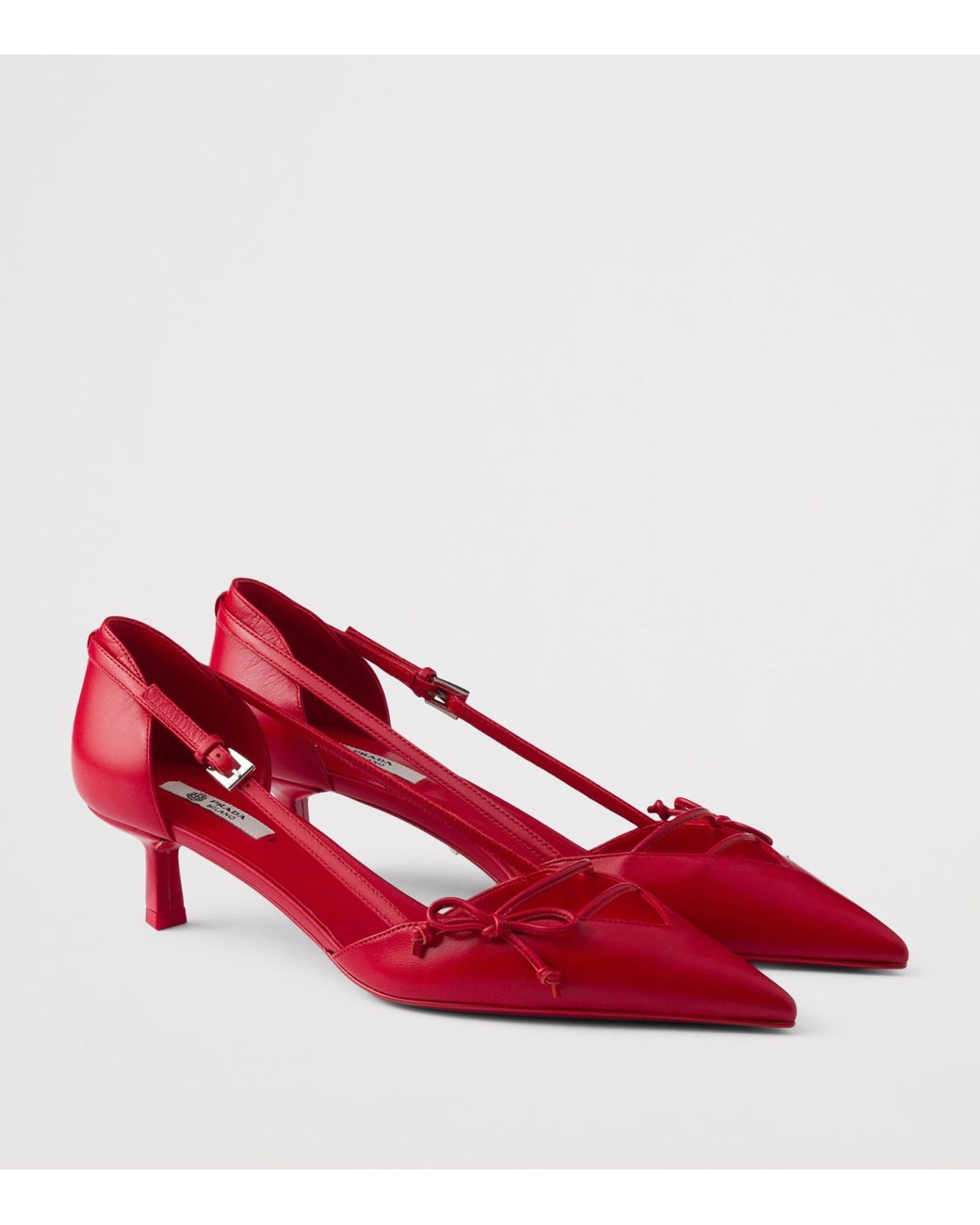 Prada Red Leather Open-Side Pumps 45
