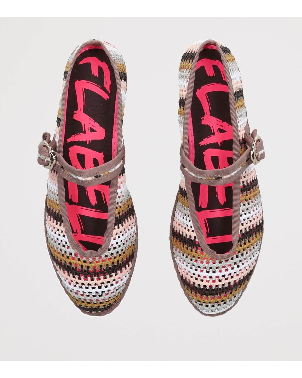 Flabelus Multicolor Raffia Stripe Pierre Ballet Flats