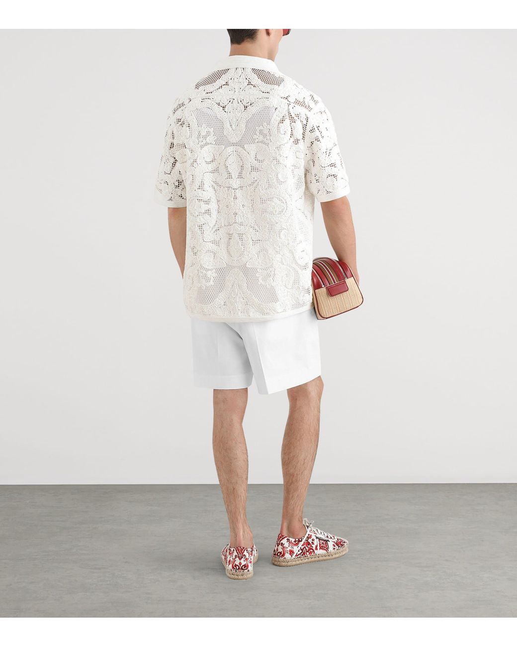 Dolce & Gabbana White Cotton Embroidered Short-Sleeve Shirt for men
