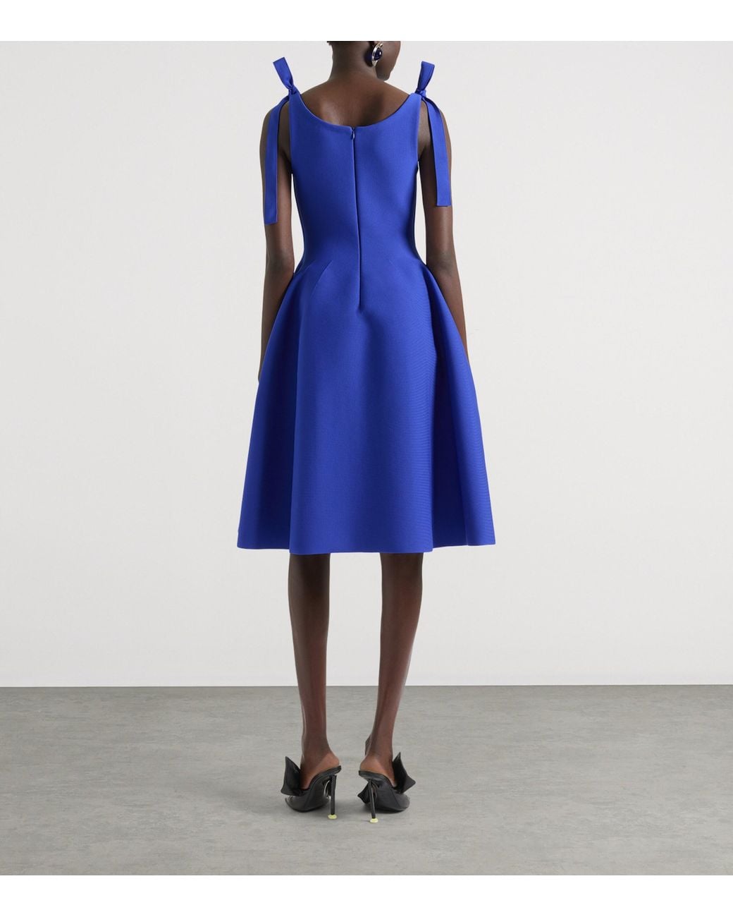 Givenchy Blue Bow-Strap Flared Midi Dress
