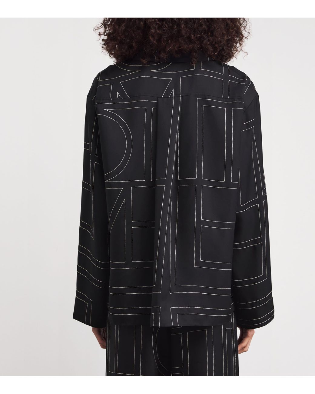 Totême Black Silk Embroidered Monogram Shirt