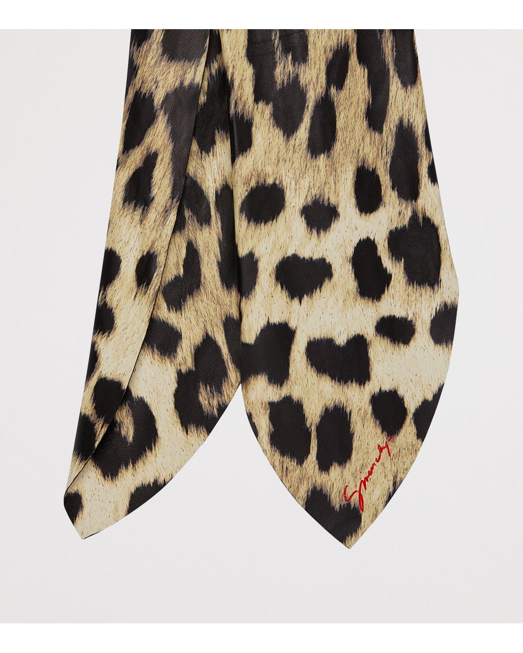 Givenchy White Leather Leopard Print Logo Scarf