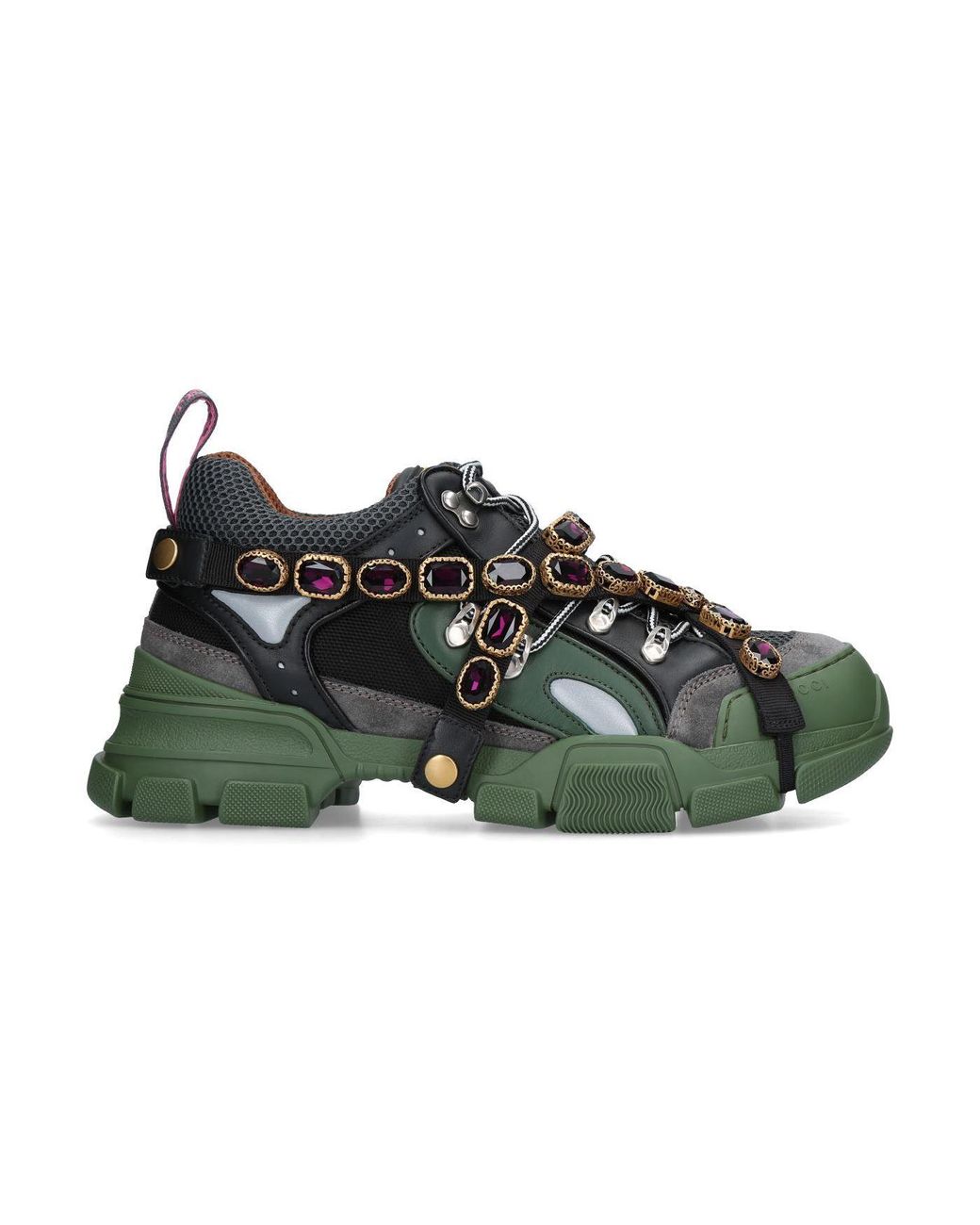 Gucci Leather Men's Flashtrek Sneaker With Removable Crystals in Green ...