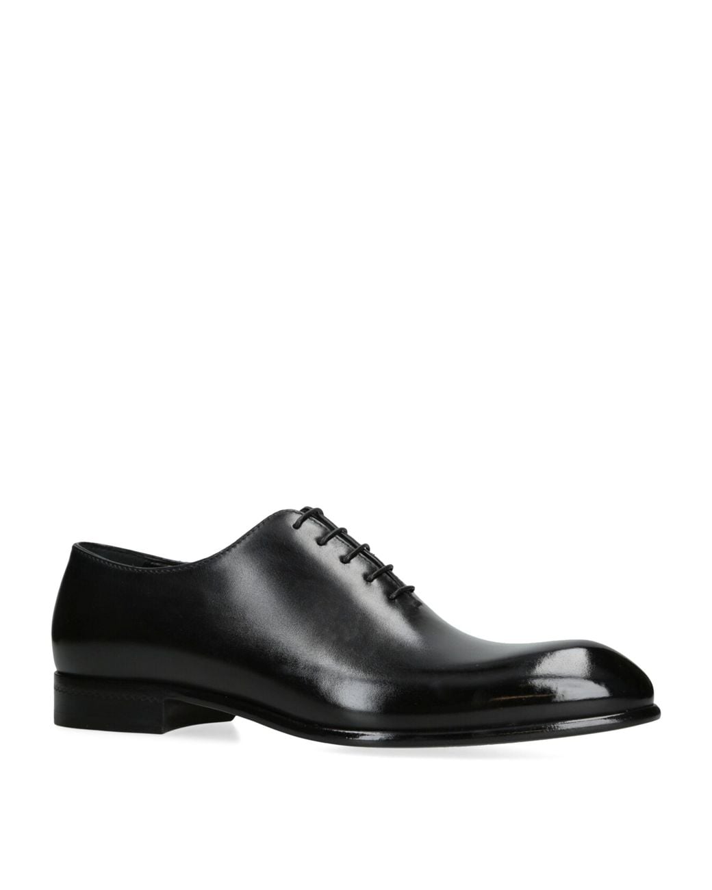 Zegna Black Leather Vienna Oxford Shoes for men