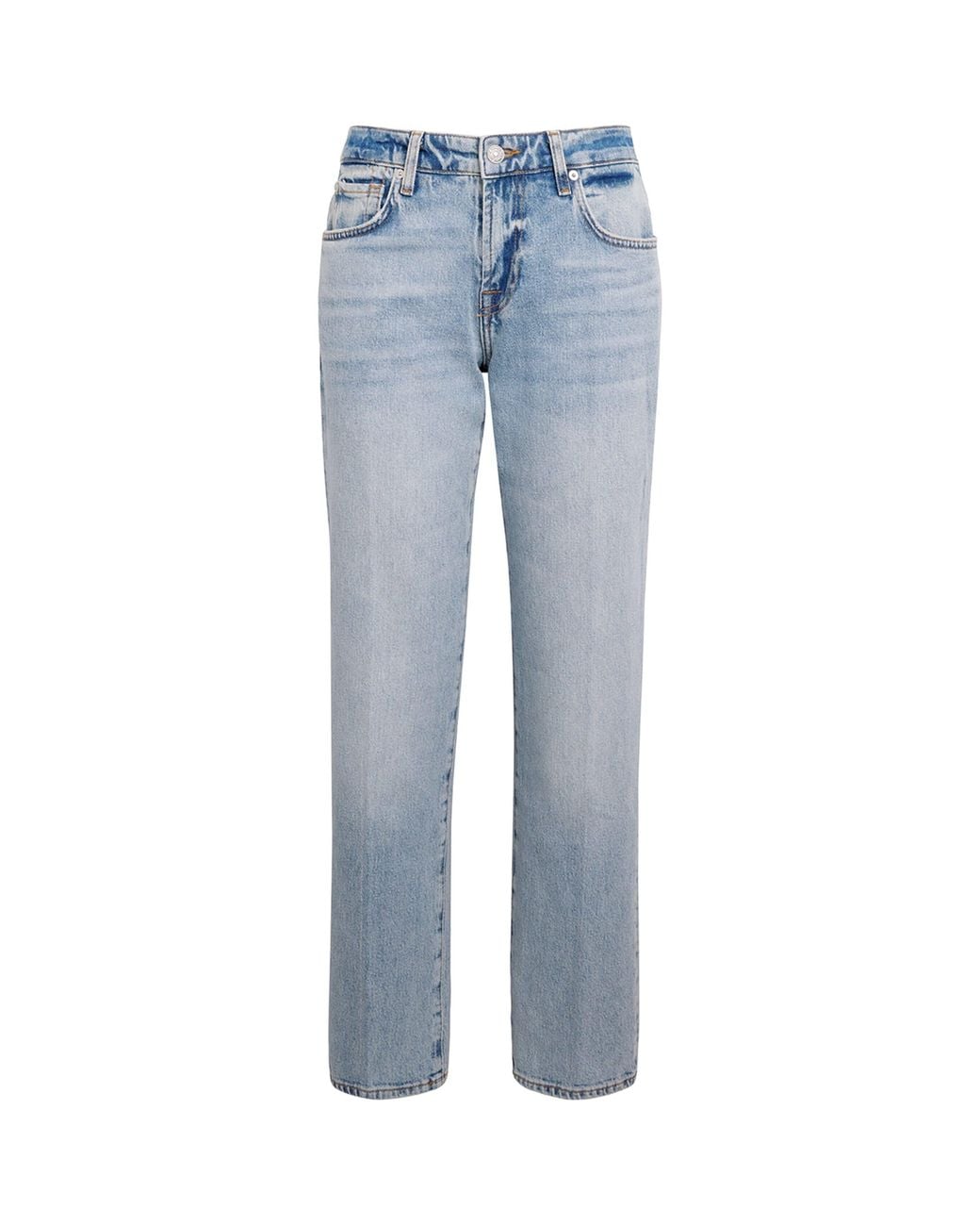 7 For All Mankind Blue Calie Mid-Rise Straight Jeans