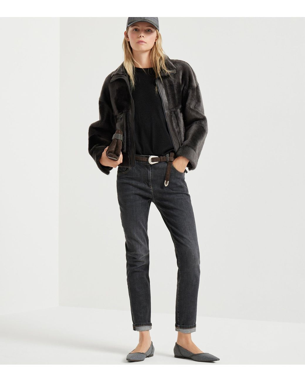 Brunello Cucinelli Black Cashmere-Silk-Blend T-Shirt