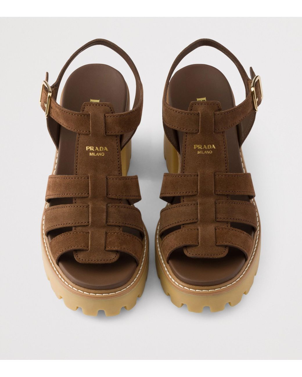 Prada Brown Suede Platform Sandals 90