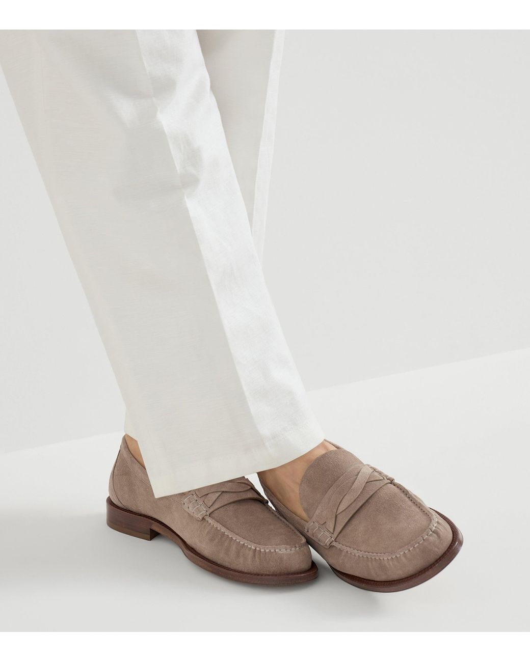 Brunello Cucinelli Brown Suede Loafers