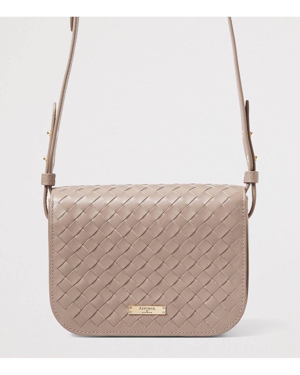 Aspinal Brown Woven Leather Ella Cross-Body Bag