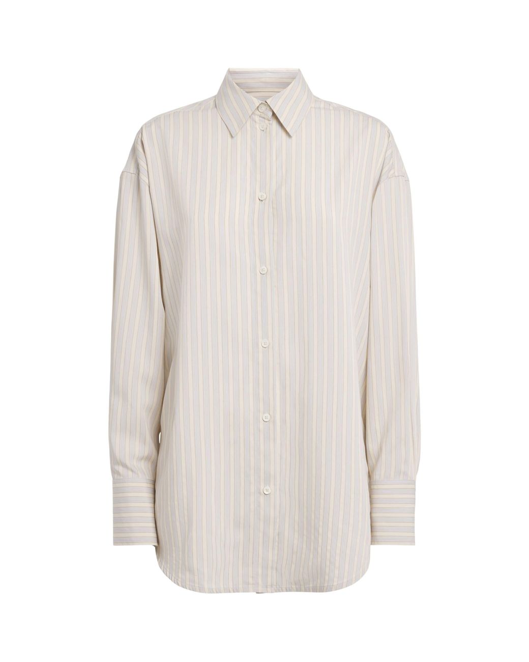Totême White Silk Oversized Stripe Shirt