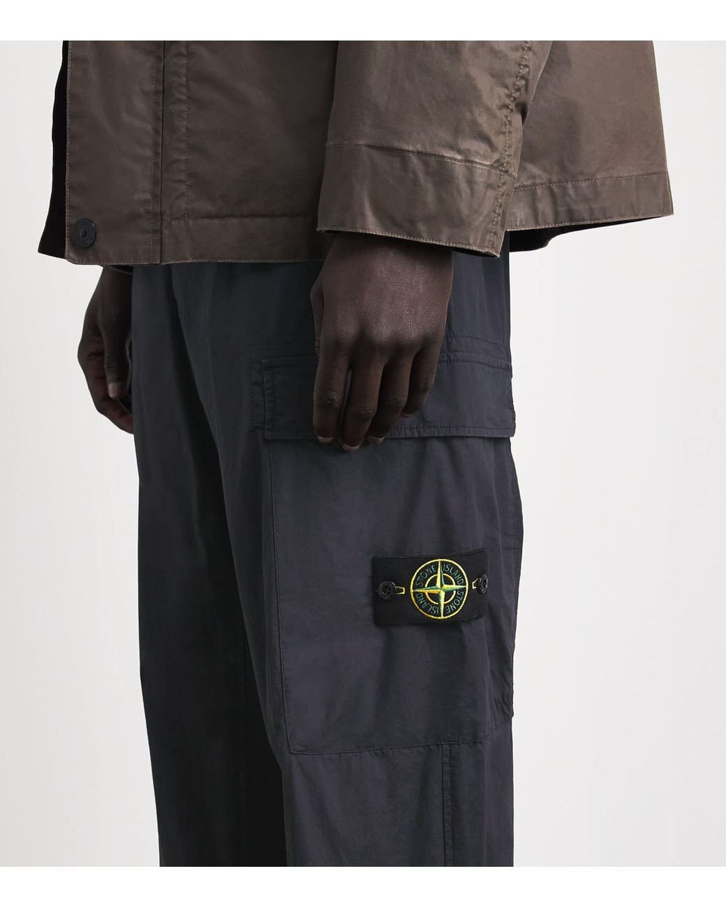 Stone Island Blue Stretch-Cotton Straight Cargo Trousers for men