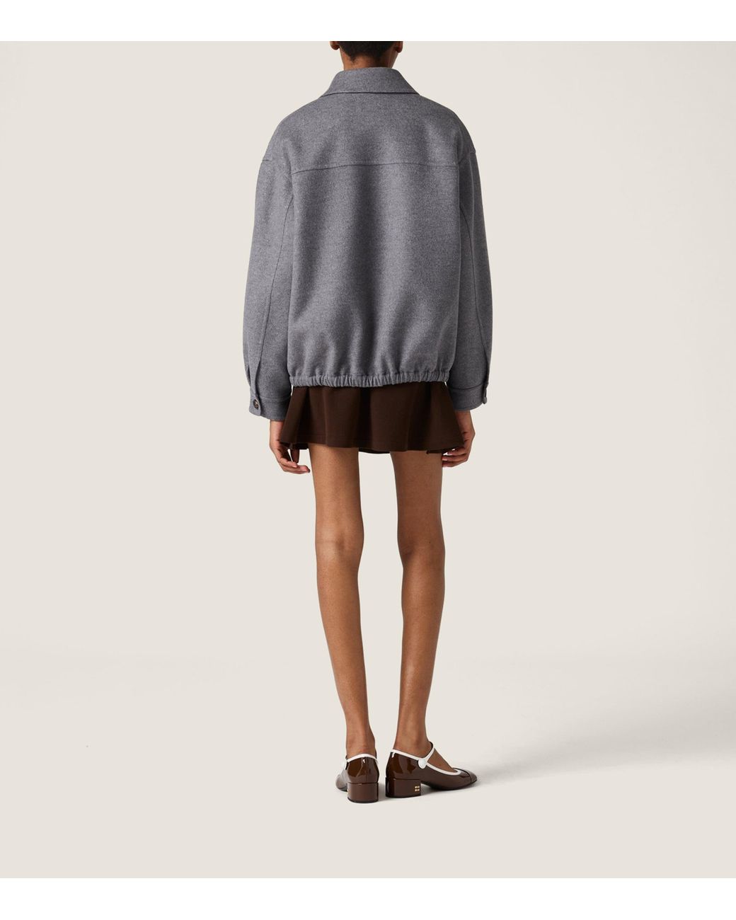 Miu Miu Gray Wool-Cashmere Shirt Jacket