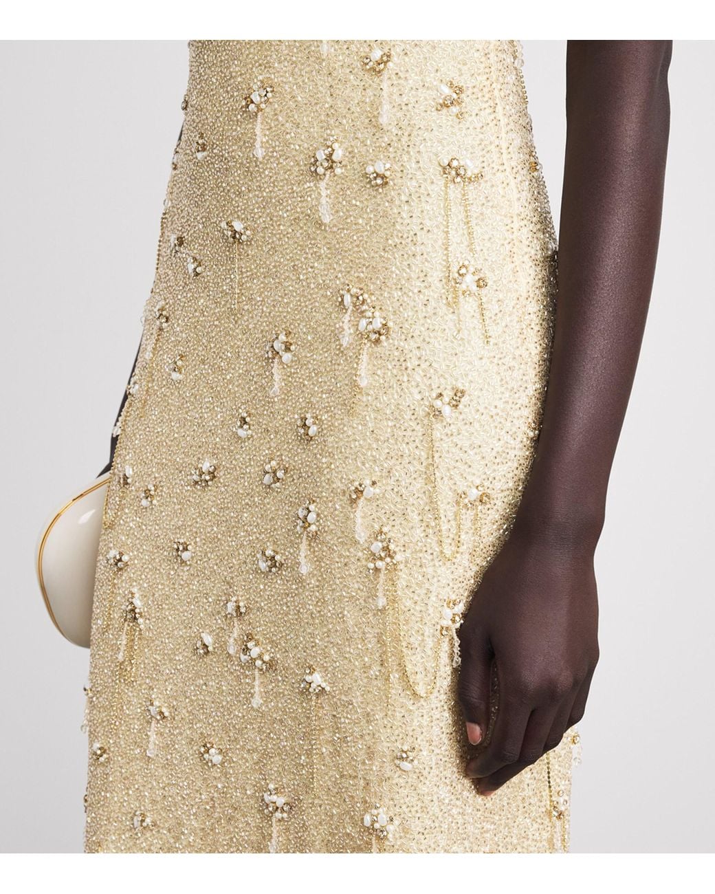 Clio Peppiatt White Embellished Athena Gown