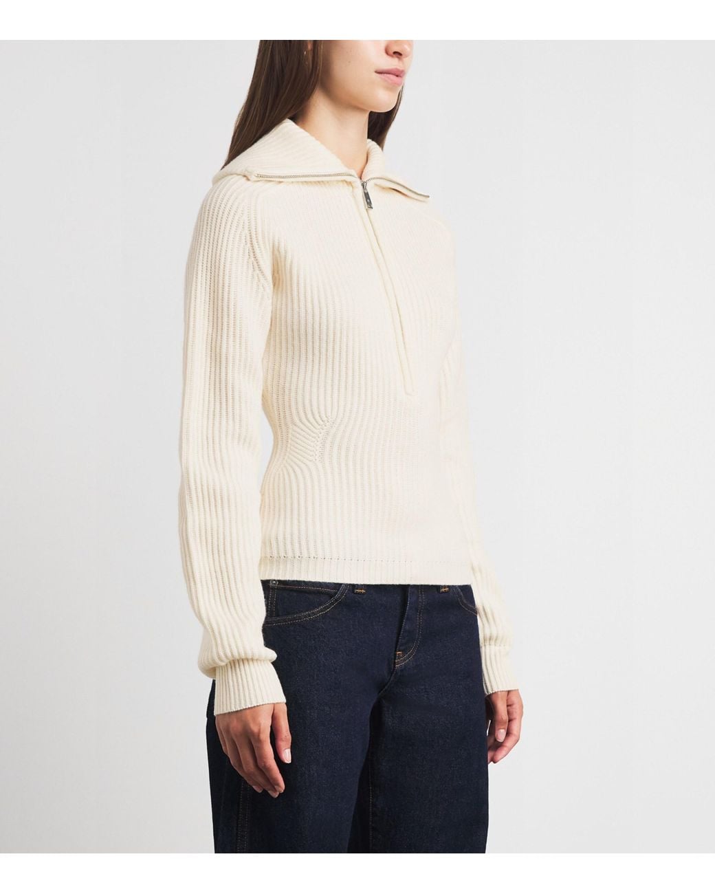 Anine Bing White Merino Wool-Cashmere June Sweater