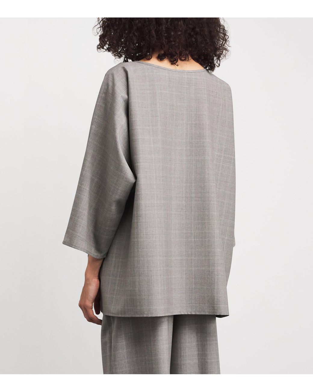 Eskandar Gray Virgin Wool Boat-Neck Blouse