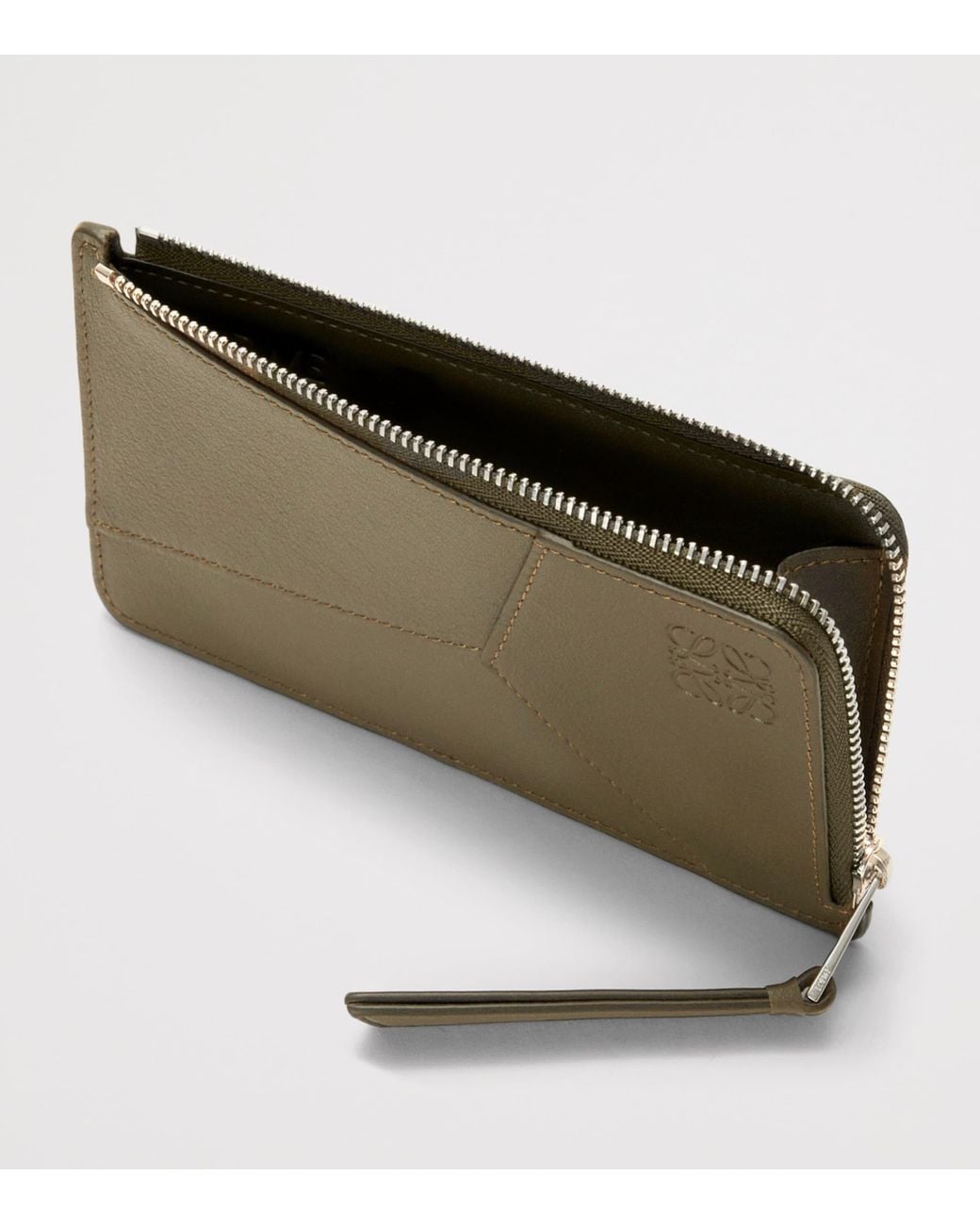 Loewe Green Leather Puzzle Edge Coin Card Holder for men