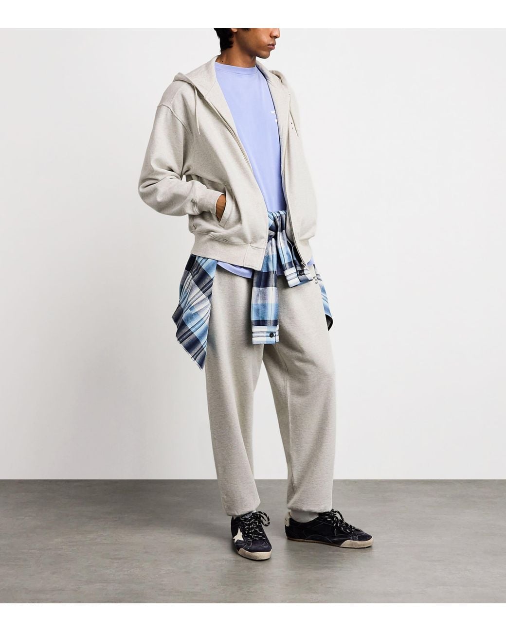 Drole de Monsieur Gray Cotton Slogan Zip-Up Hoodie for men