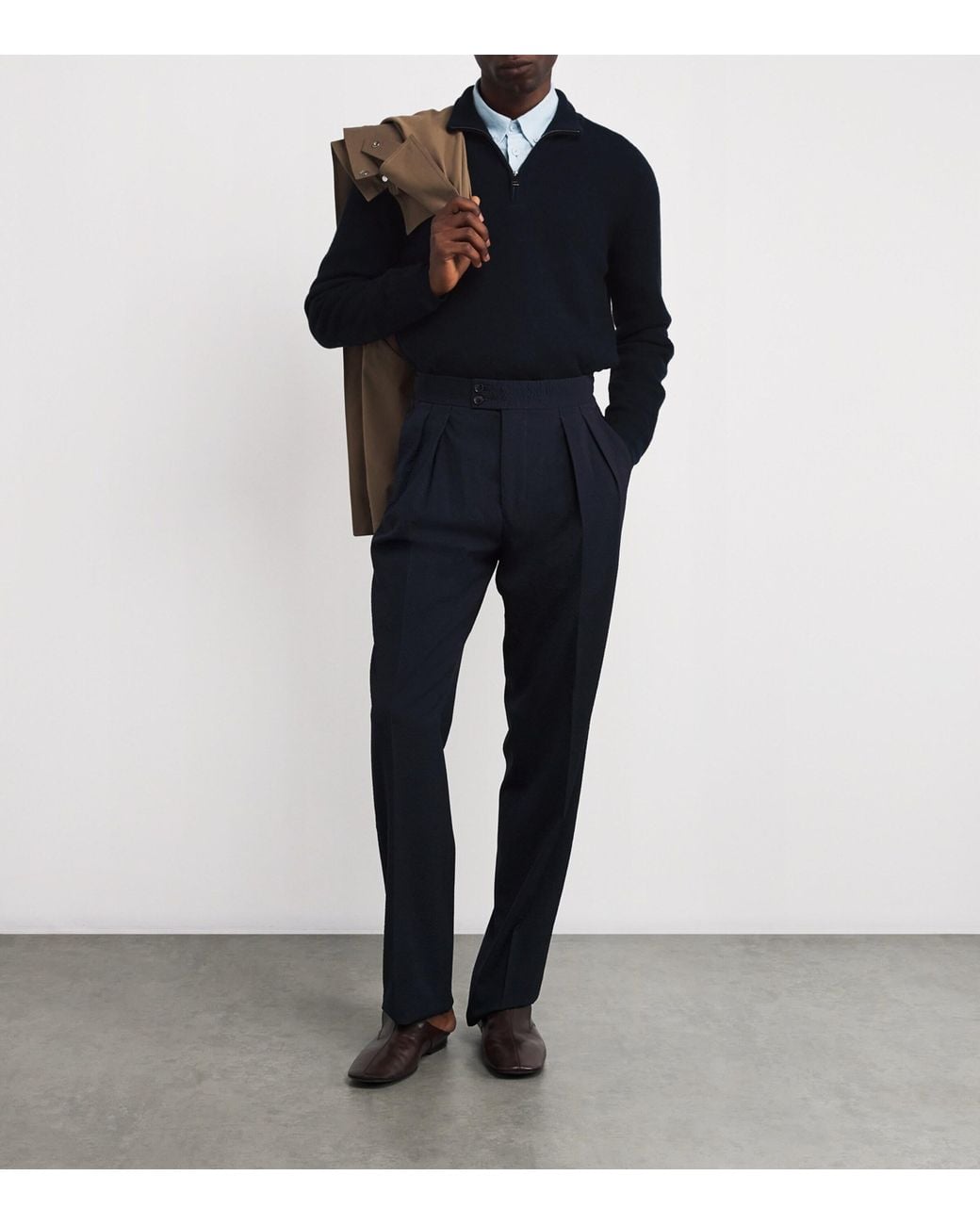 Brioni Blue Cashmere-Wool High-Neck Sweater for men