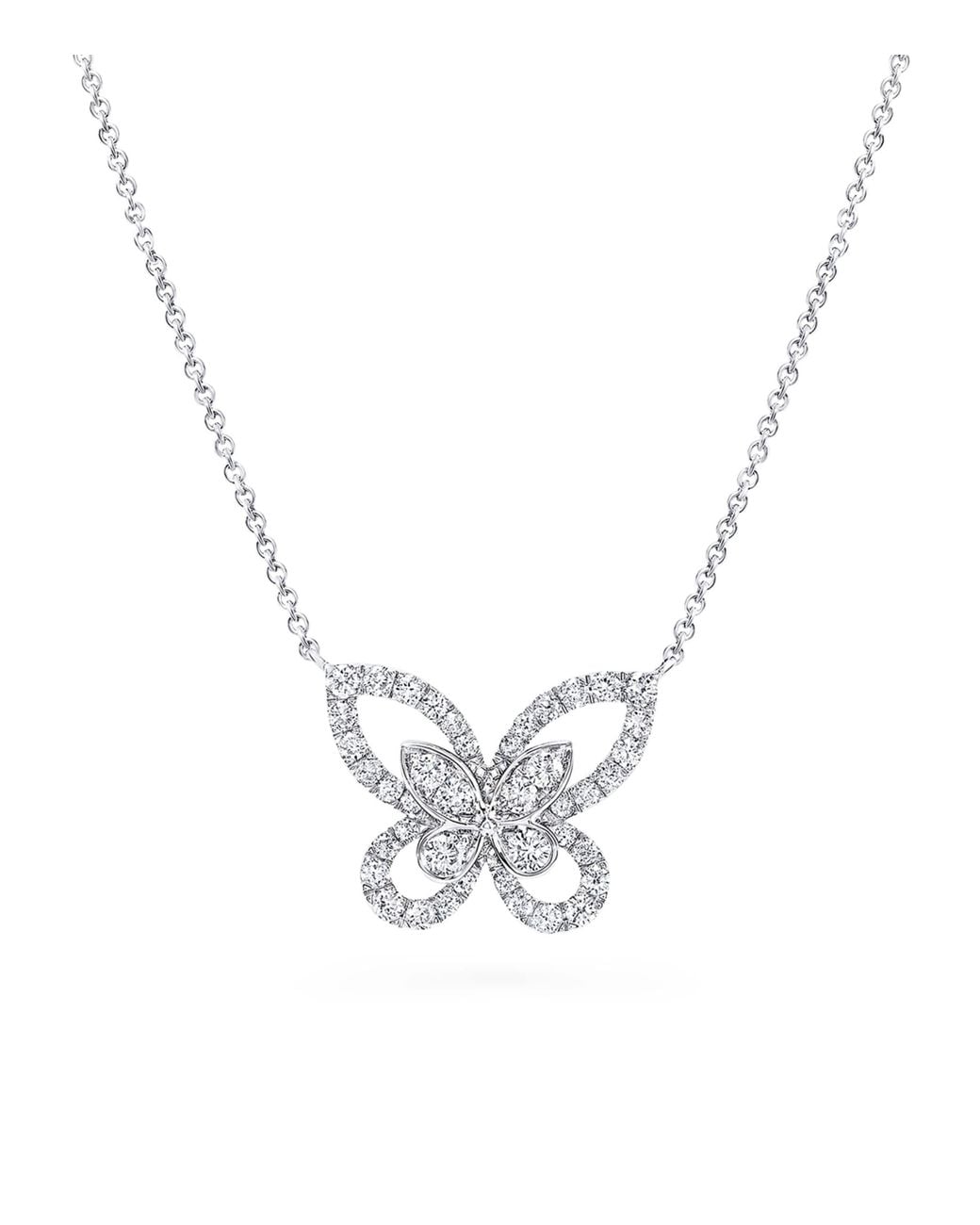 Graff Metallic And Diamond Mini Butterfly Necklace