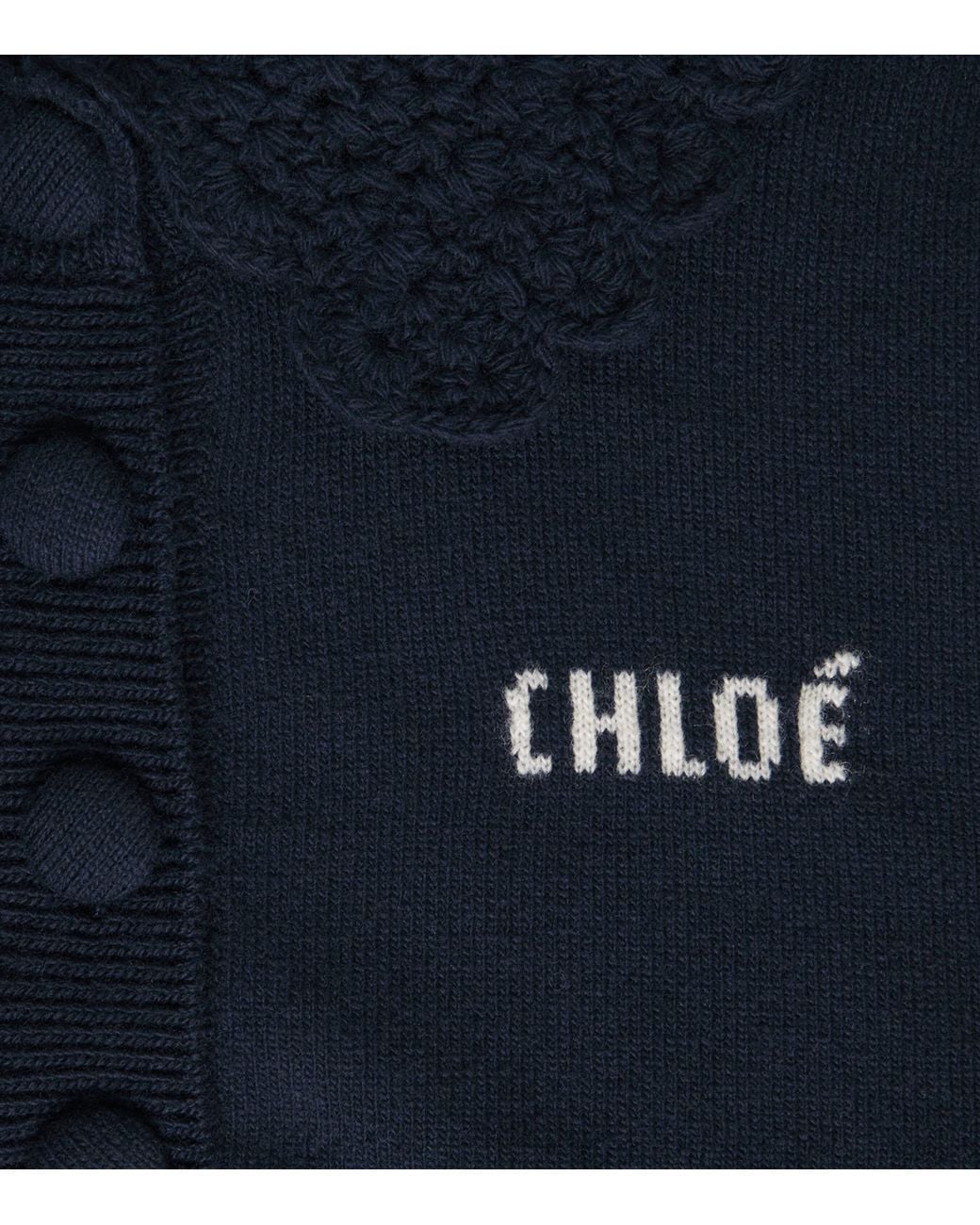 Chloé Blue Wool Logo Cardigan