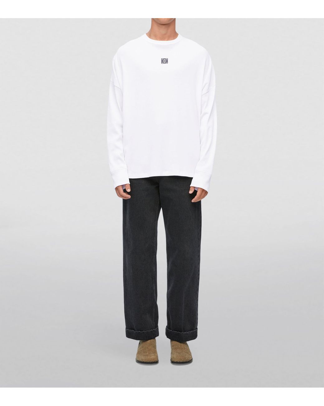 Loewe White Long-Sleeve Logo T-Shirt for men