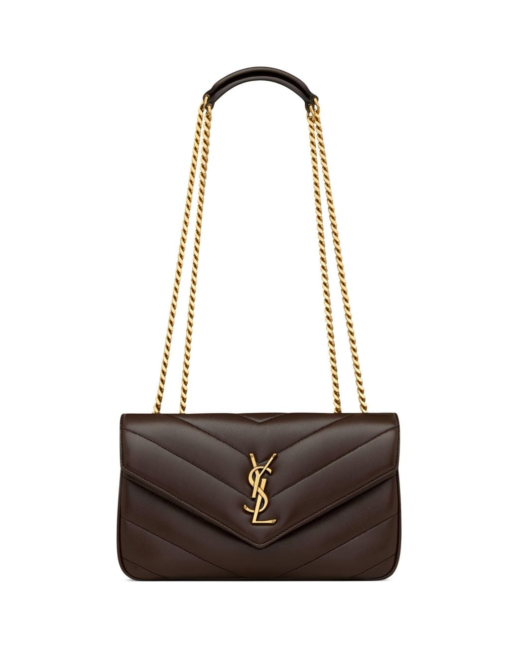 Saint Laurent White Small Leather Loulou Shoulder Bag