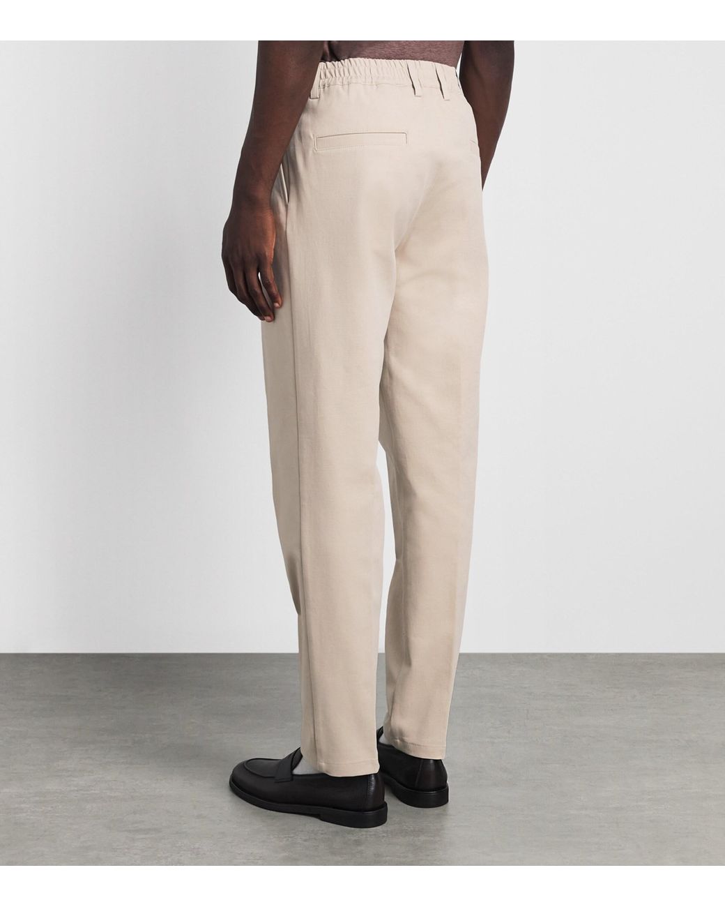 Eleventy Natural Stretch-Cotton Elasticated Trousers for men