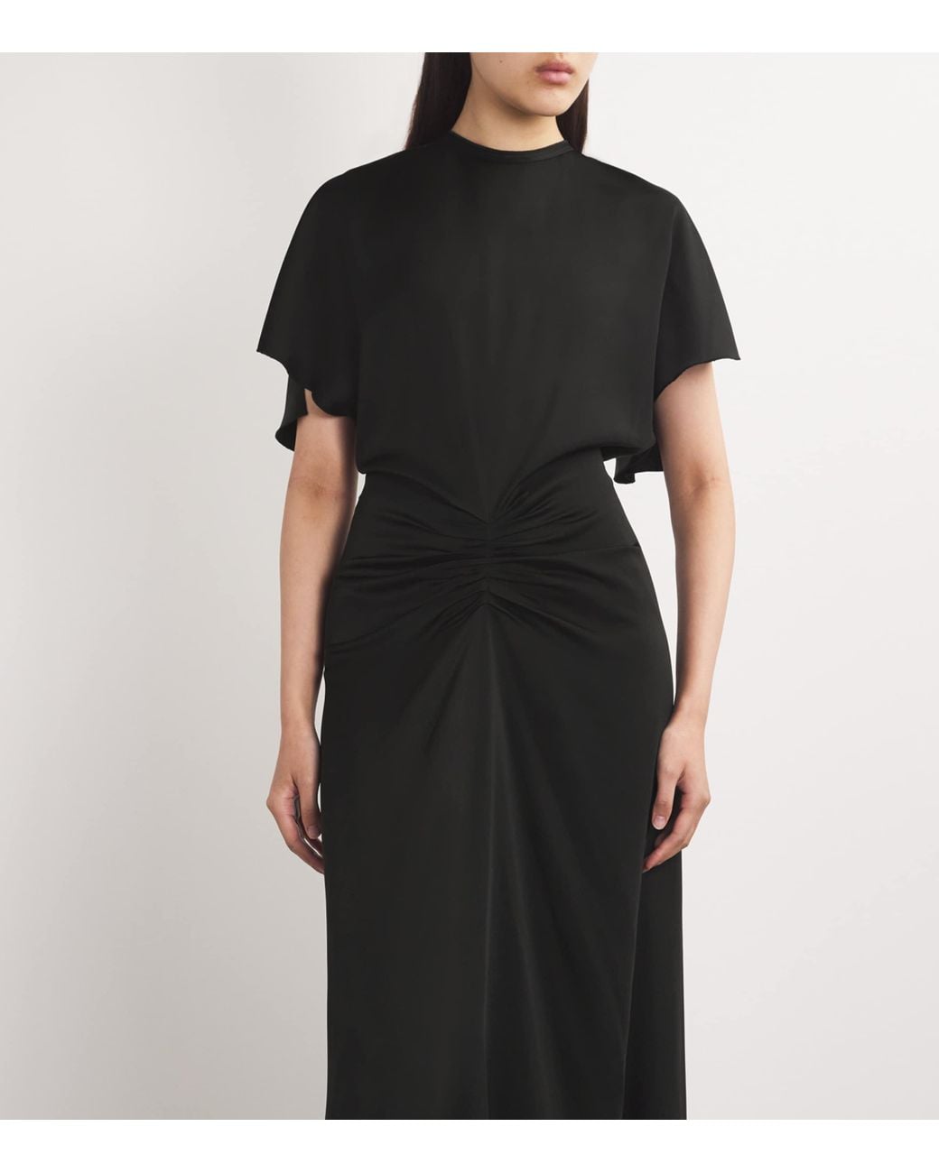Victoria Beckham Black Gathered-Waist Maxi Dress