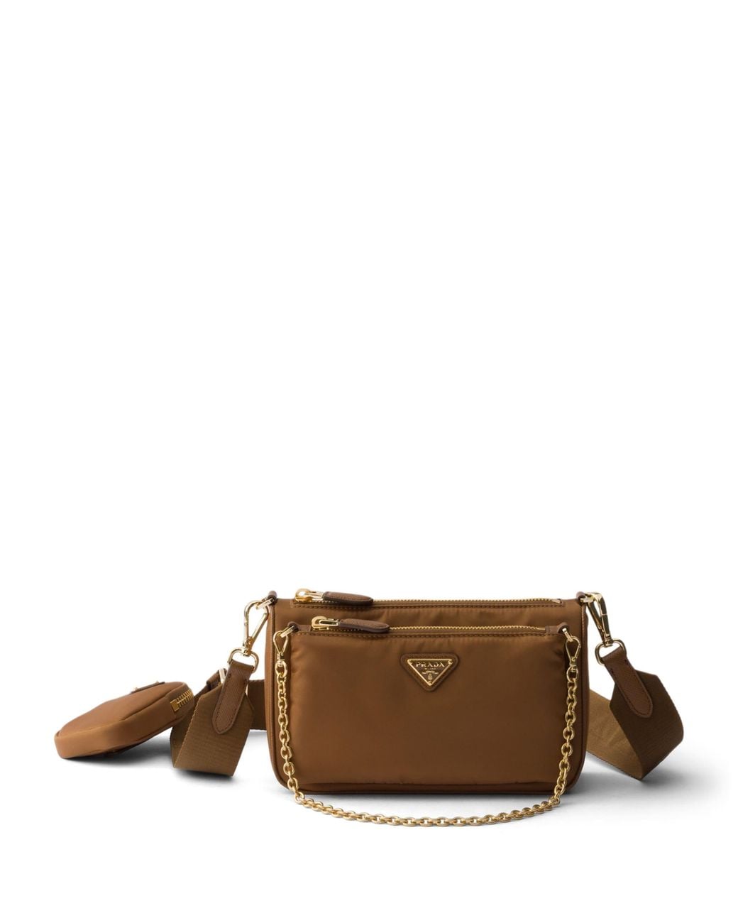 Prada Brown Re-Nylon And Saffiano Leather Shoulder Bag