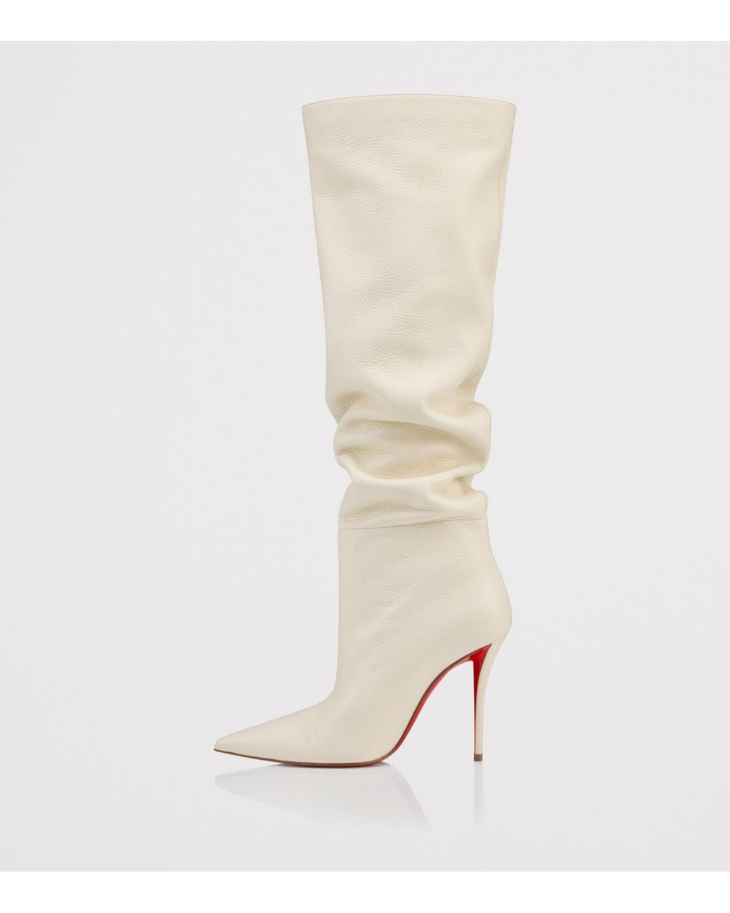 Christian Louboutin White Zependris 100 Deer Leather Knee-High Boots