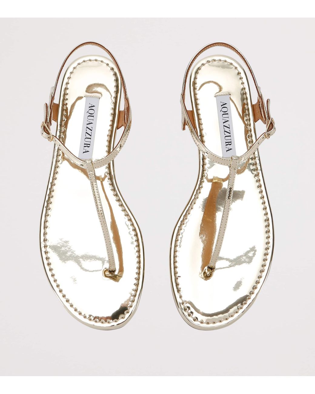 Aquazzura Natural Metallic Leather Almost Bare Sandals