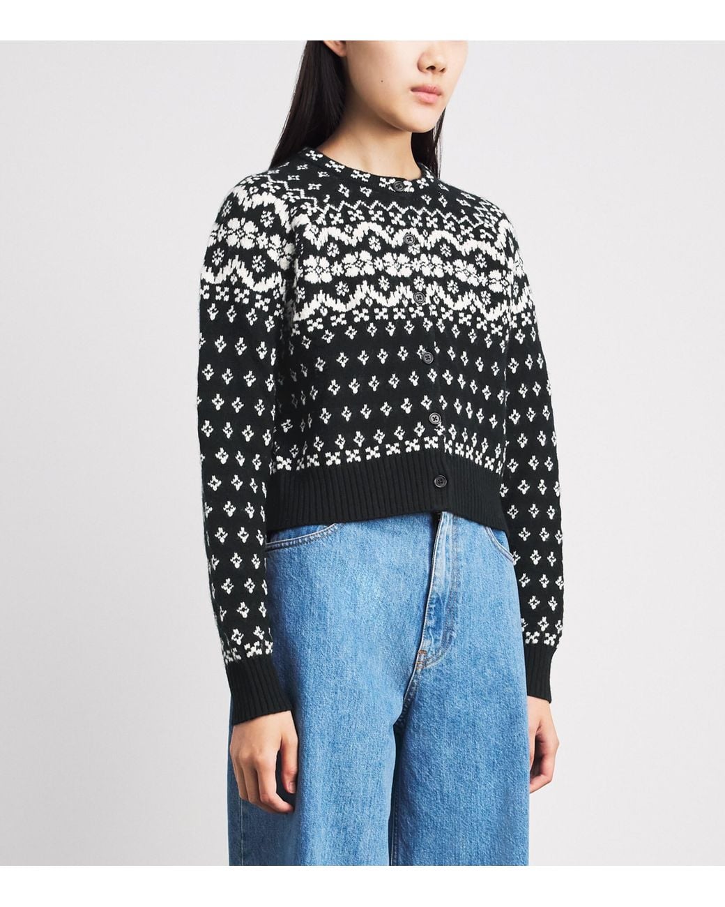 Polo Ralph Lauren Black Wool-Blend Fair Isle Cardigan