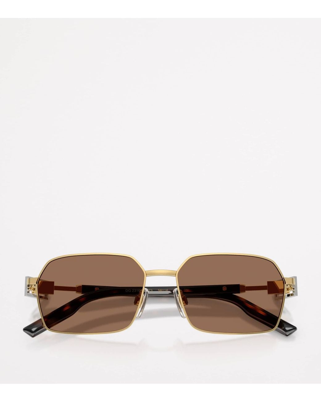 Dolce & Gabbana Brown Wire-Frame Rectangular Sunglasses for men