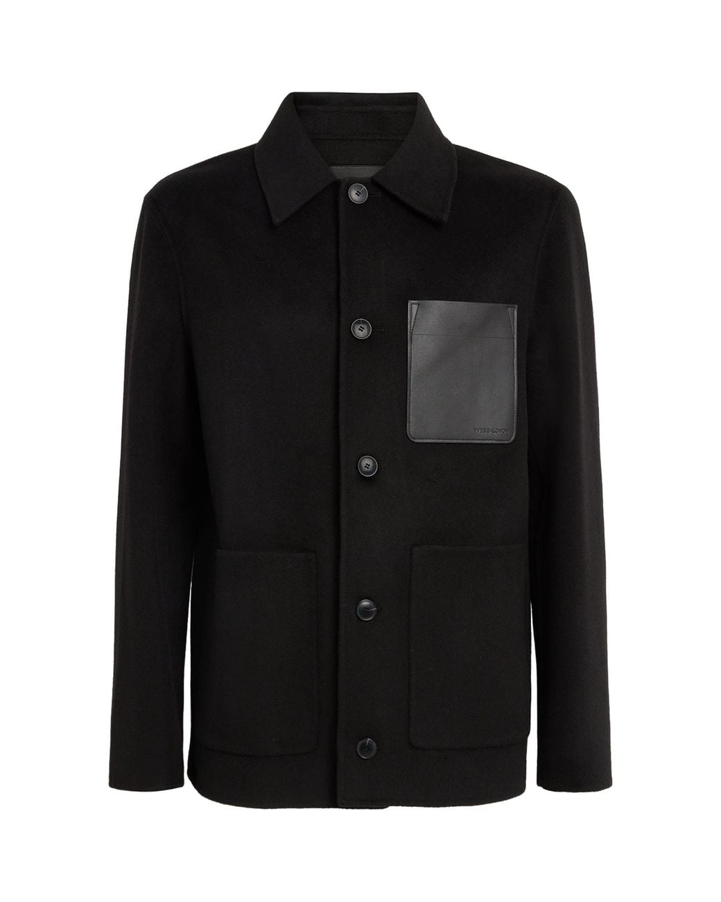 Yves Salomon Black Wool-Cashmere Leather Patch Overshirt for men