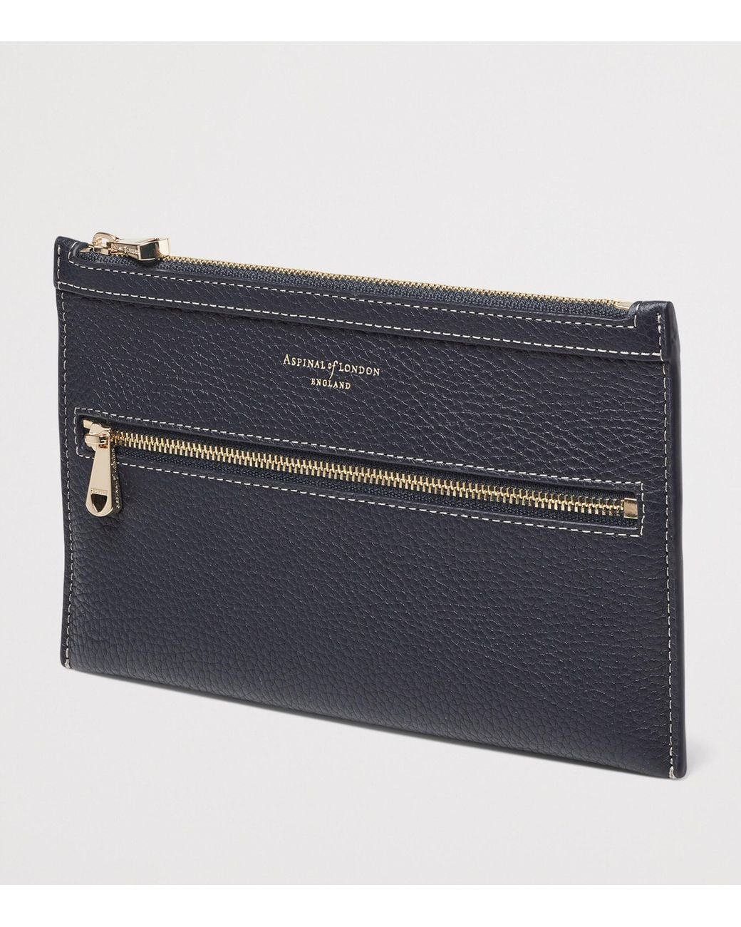 Aspinal Blue Grained Leather Hudson Travel Pouch for men