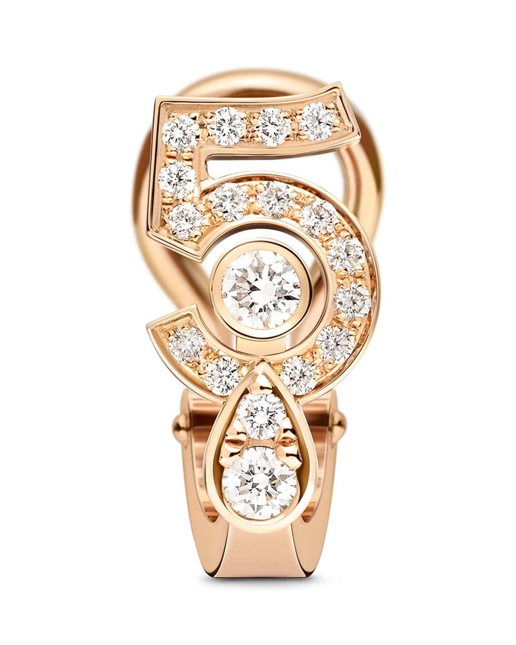 Chanel Metallic And Diamond N˚5 Single Clip-On Earring
