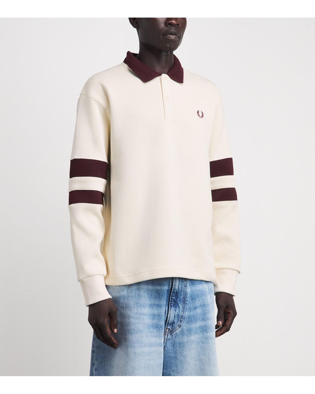 Fred Perry White Cotton Logo Polo Sweatshirt for men