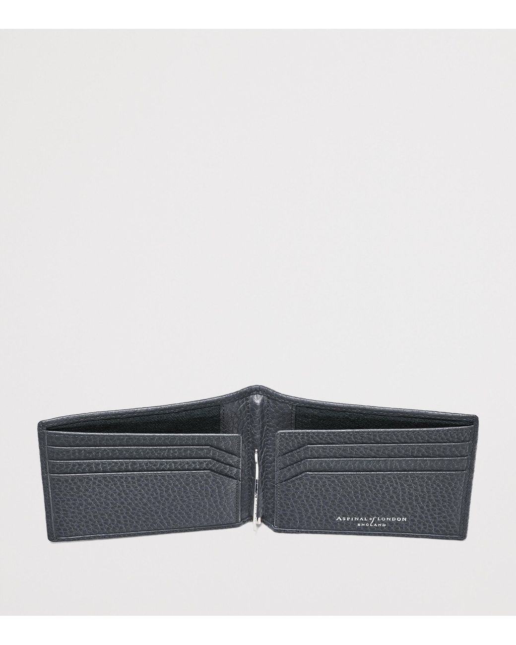 Aspinal Gray Leather Classic Bifold Wallet for men