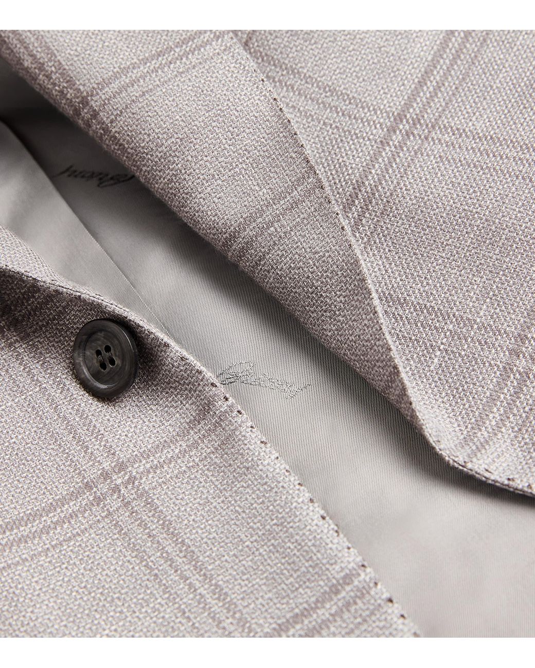 Brioni Gray Wool-Blend Check Blazer for men