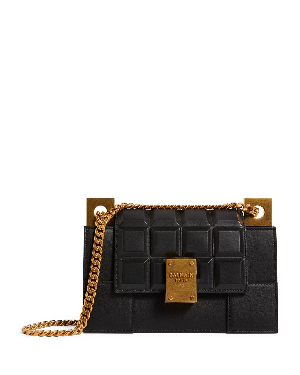 Balmain Leather Chocolate 23 Quilted Bag in Black Lyst