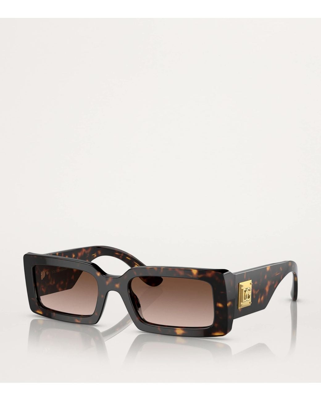 Dolce & Gabbana Brown Acetate Rectangle Sunglasses