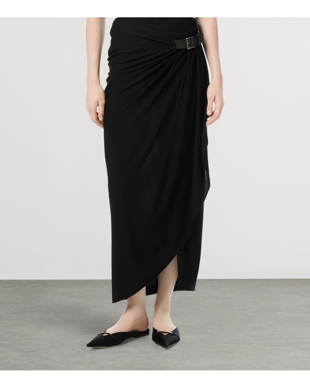 Tom Ford Black Crepe Jersey Midi Wrap Skirt