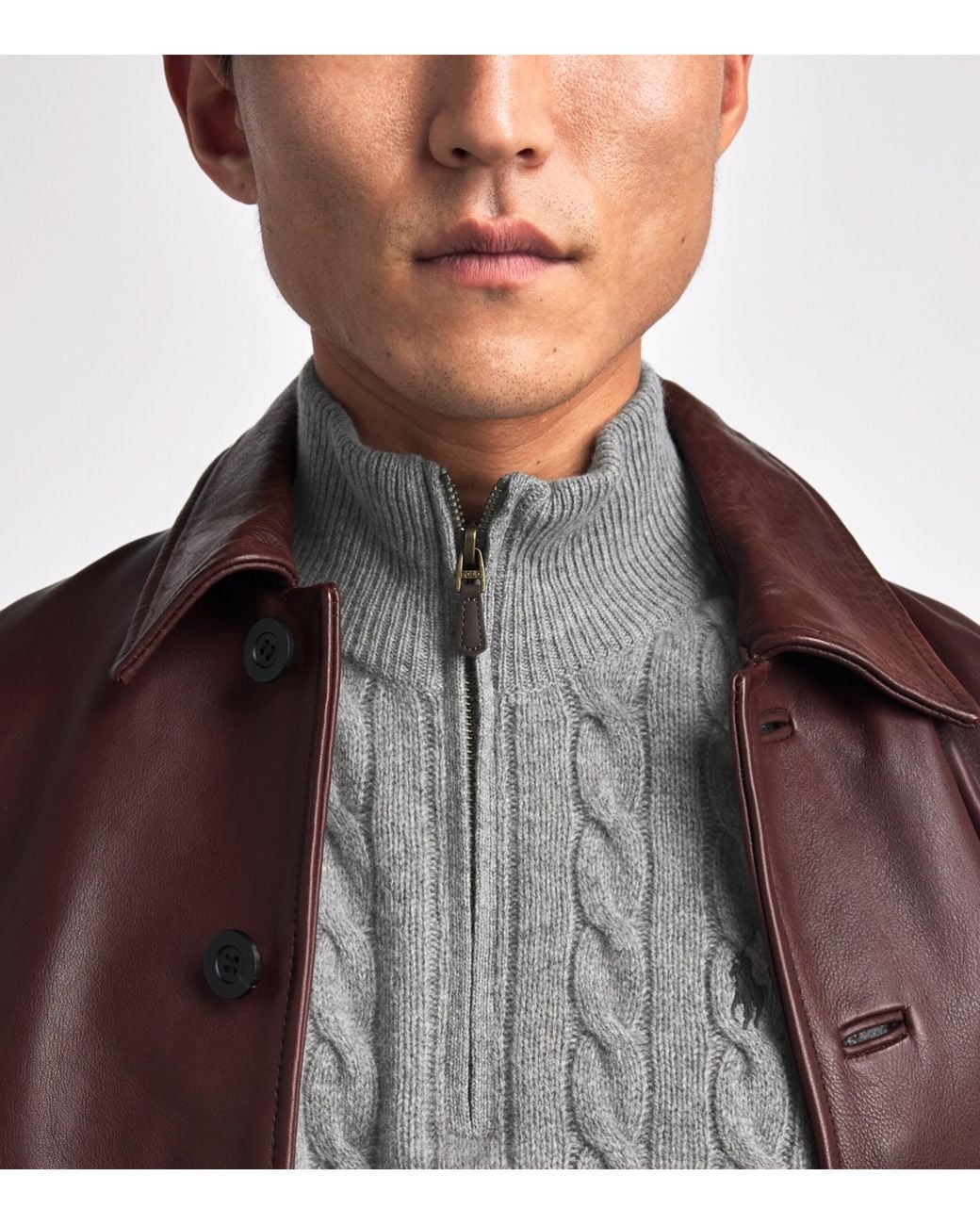 Polo Ralph Lauren Gray Wool-Cashmere Quarter-Zip Sweater for men