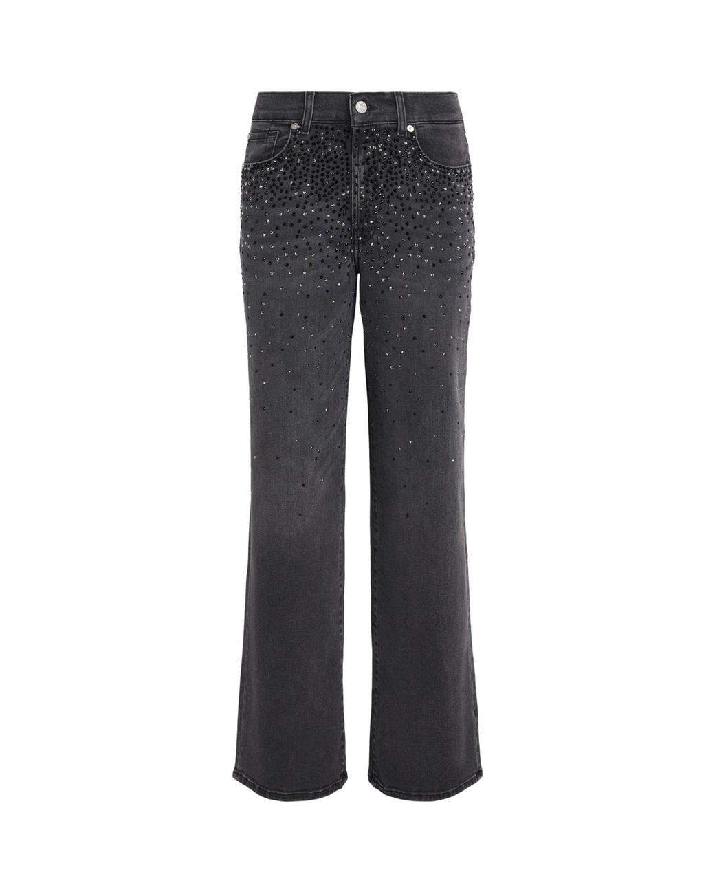 7 For All Mankind Gray Embellished Stovepipe Straight Ankle Jeans