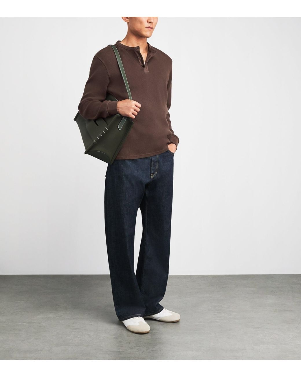 Wax London Brown Cotton Caleb Henley Top for men