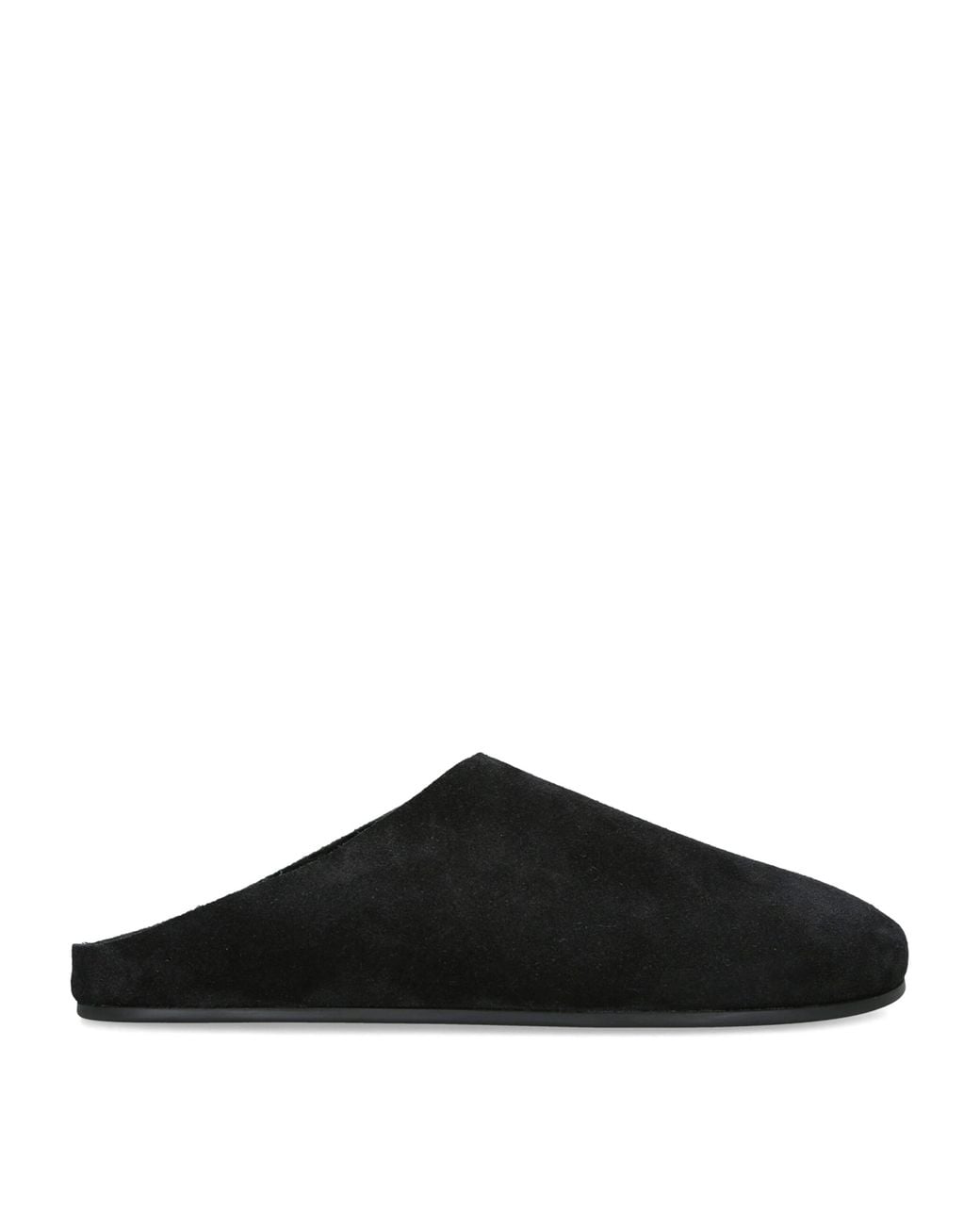The Row Black Hudson Suede Slides