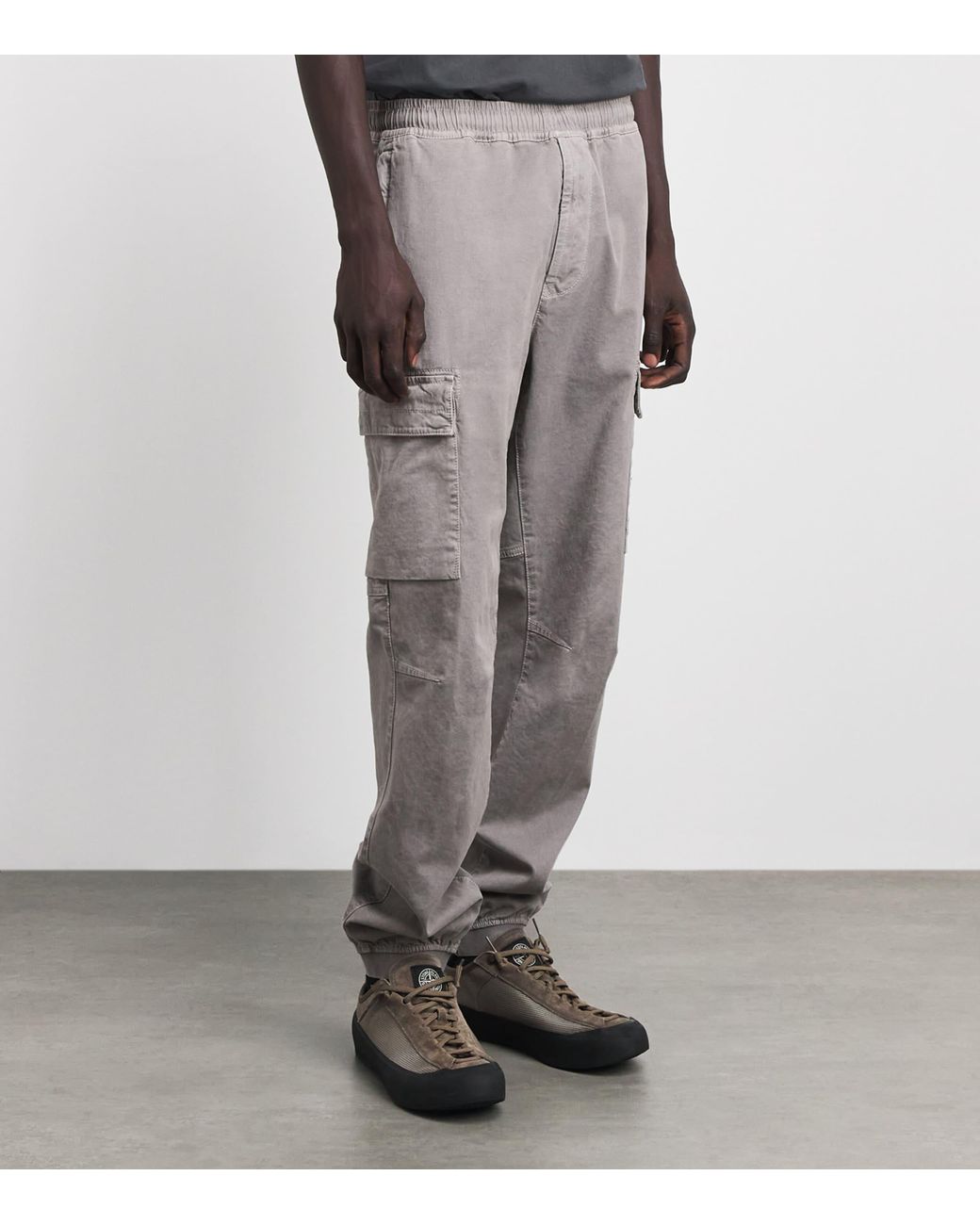 Stone Island Gray Stretch-Cotton Cargo Trousers for men