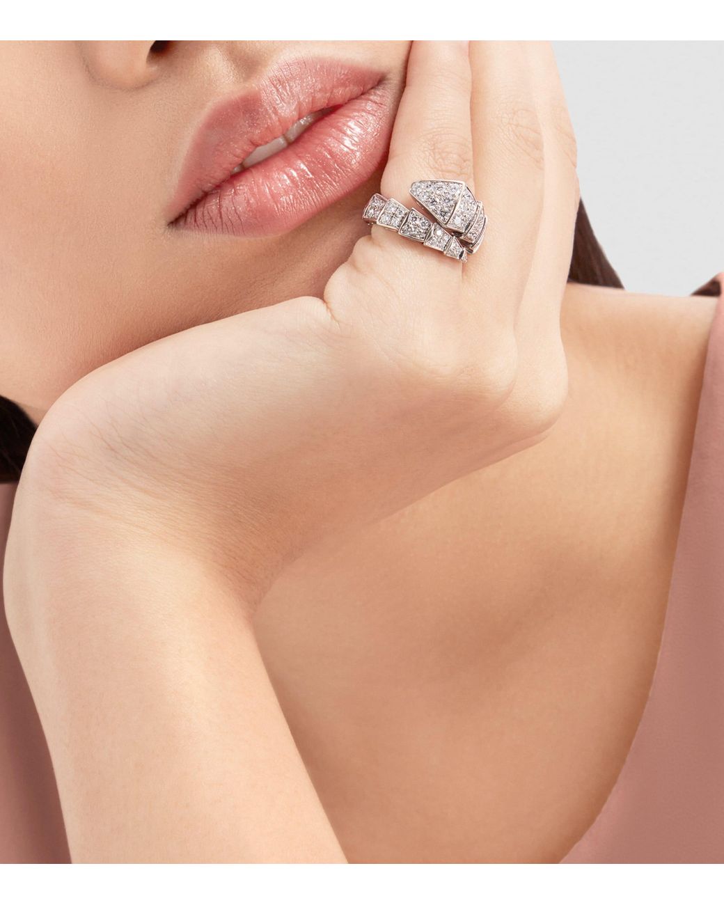 BVLGARI Metallic And Diamond Serpenti Viper Ring