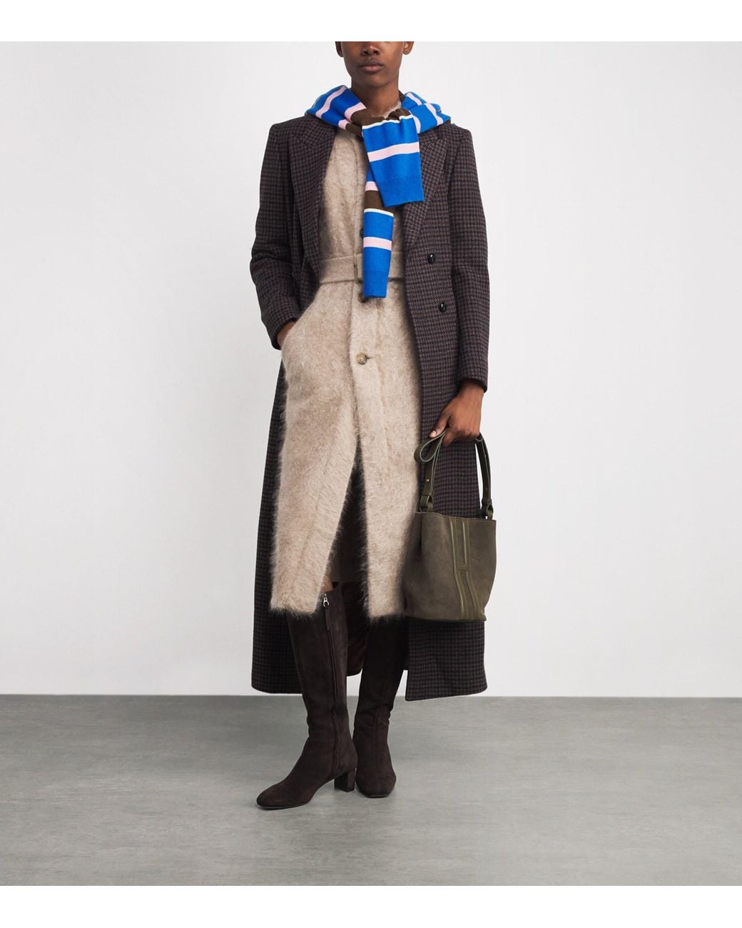 Harrods Green X Tusting Small Suede H Cross-Body Bag